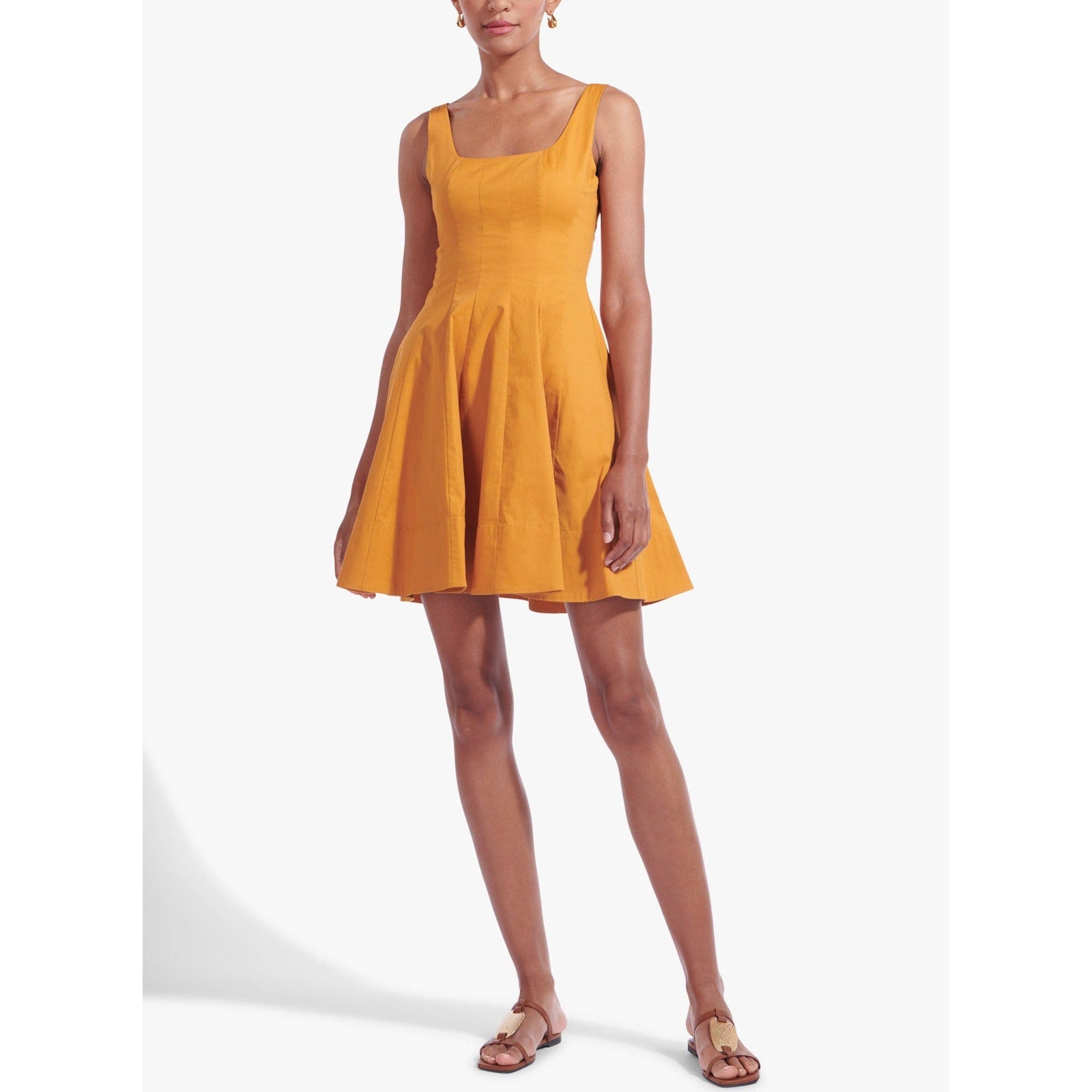 Staud Mini Wells Gold Cotton Dress Size 2