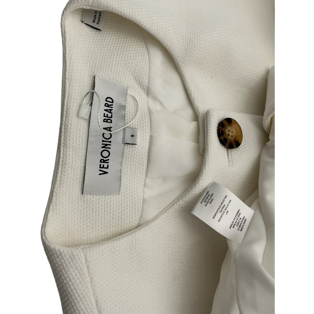 Veronica Beard 'Tamara' White Cotton Collarless Button Up Vest Size 8