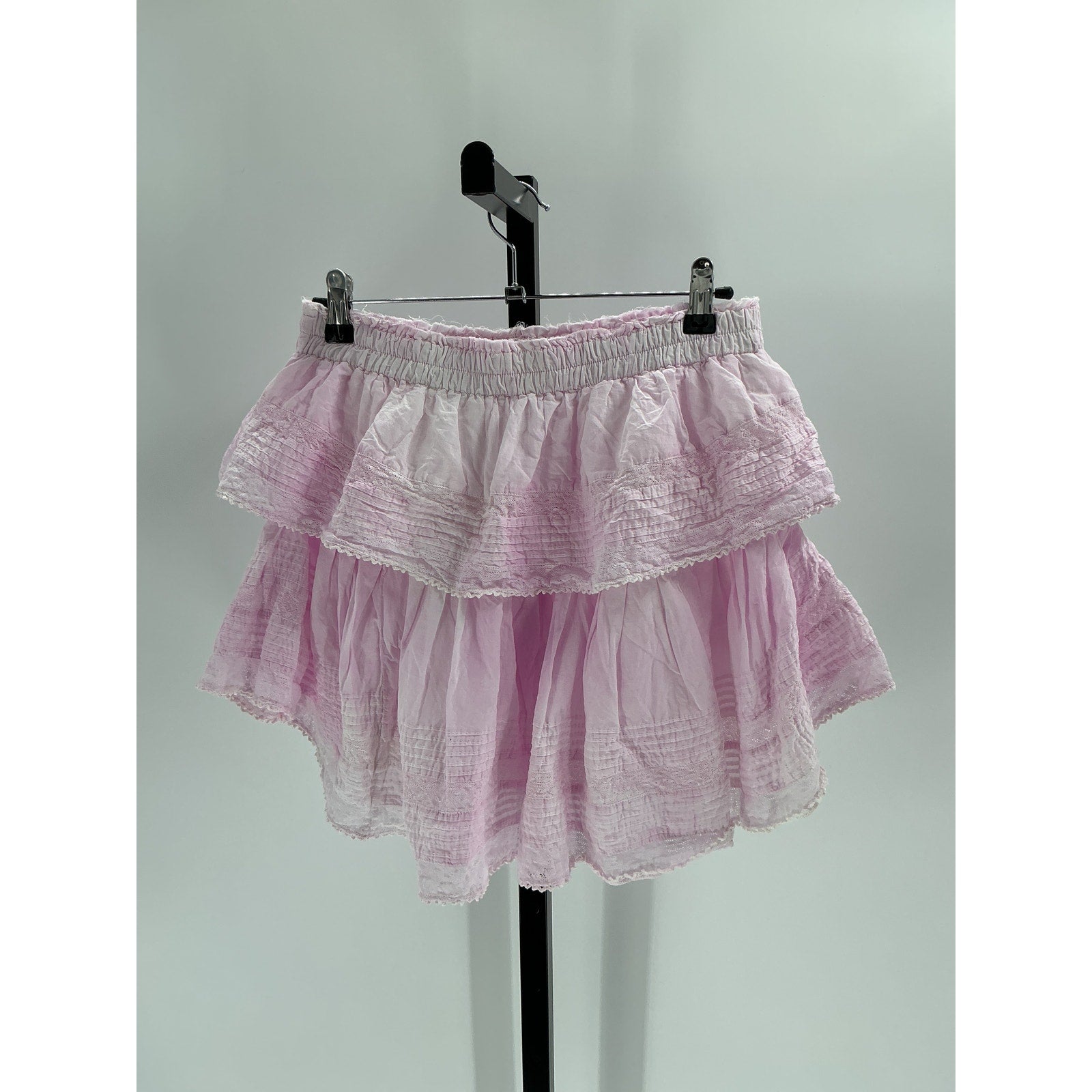 Loveshackfancy Ruffle Pink Cotton Mini Heritage Skirt Size M