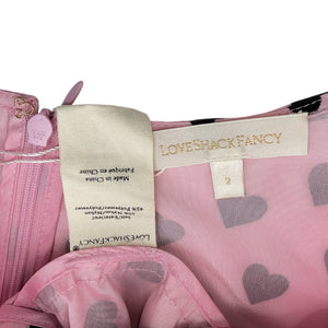 LoveShackFancy Playful Pink Heart Print Peplum Blouse Size 2