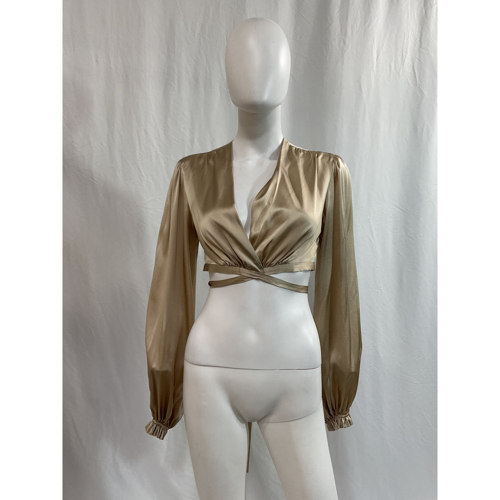 Adriana Iglesias 'Iiria' Gold Charmeuse Top Size S