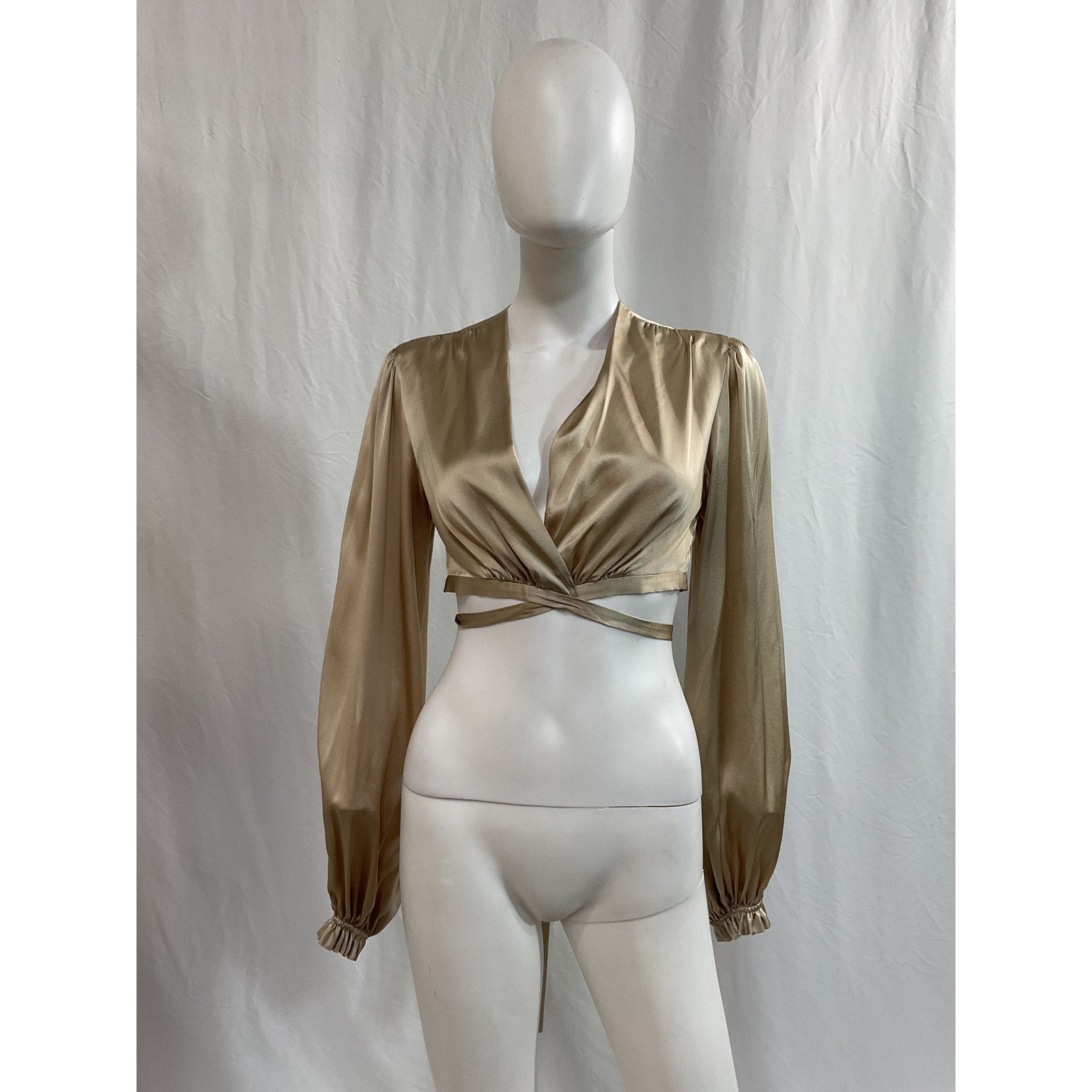 Adriana Iglesias 'Iiria' Gold Charmeuse Top Size S