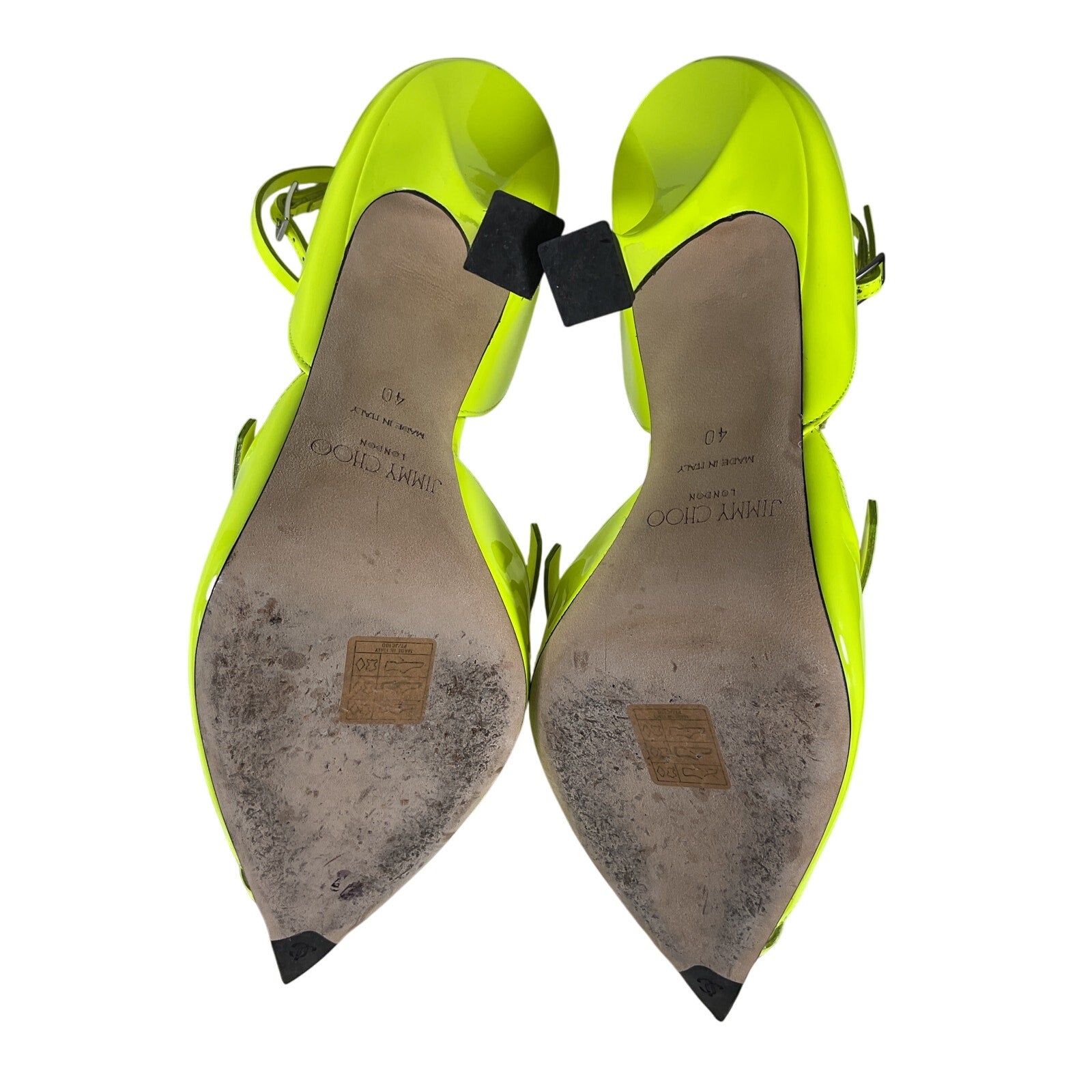 Jimmy Choo X 'Mugler' Yellow Leather Strap Pump Size 10