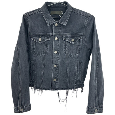 Grlfrnd Distressed Black Trucker Jacket Size M