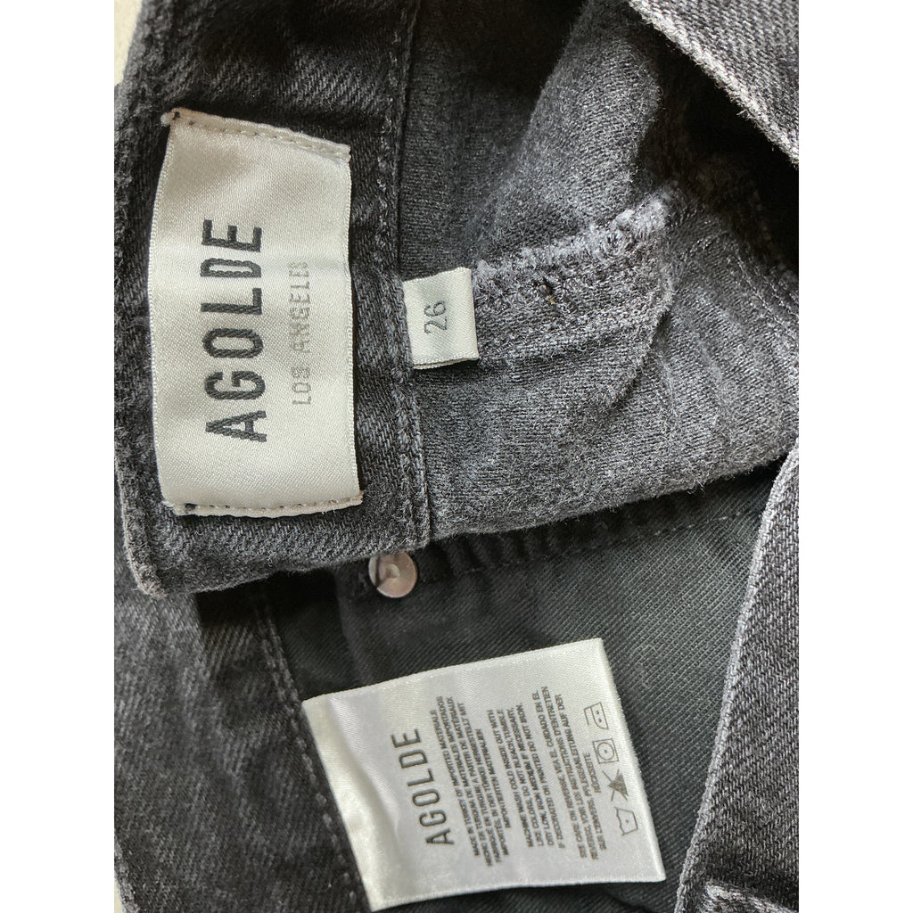 Agolde Parker 'Angled' Black Cotton Hem Skirt Size 26