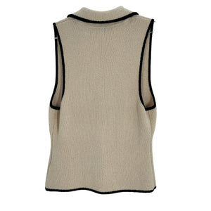 L'Academie Contrast Trim Beige Elektra Vest Size M