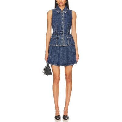 Self Portrait Tailored Blue Denim Mini Dress Size 4