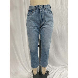 Agolde 'Riley' Blue High Rise Straight Crop Denim Jeans Size 28