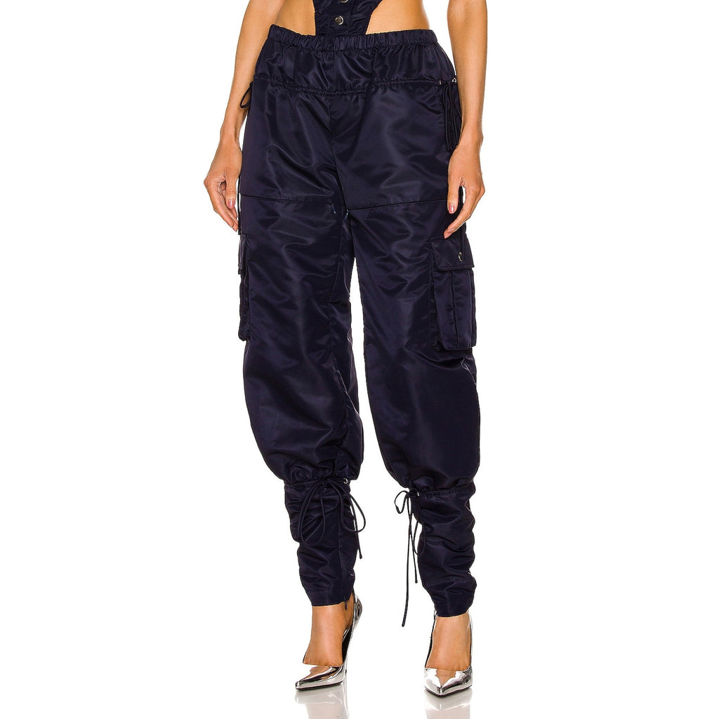 Laquan Smith For Fwrd Utility 'Ninja' Blue Nylon Pant Size XS