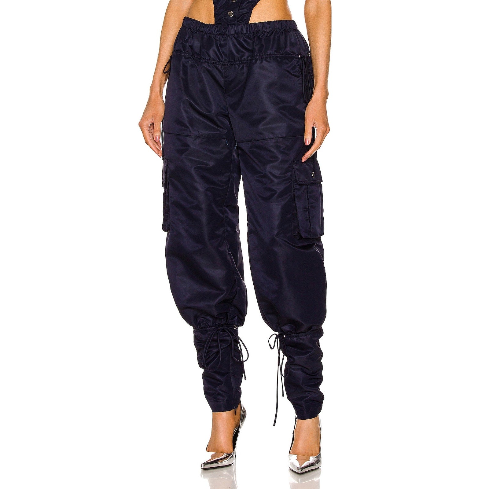 Laquan Smith For Fwrd Utility 'Ninja' Blue Nylon Pant Size XS