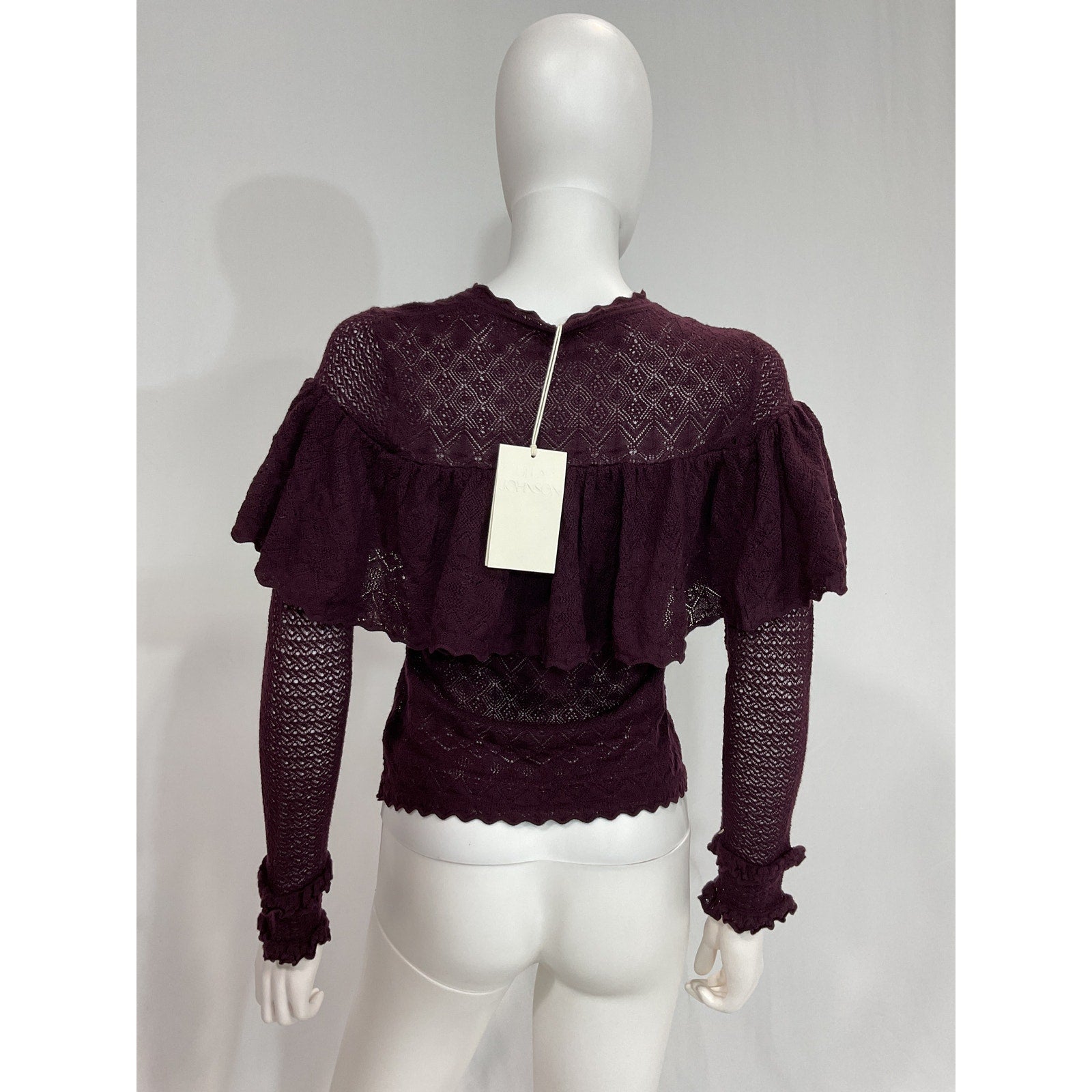 Ulla Johnson 'Augustina' Black Long Sleeve Ruffle Trim Pullover Size S - NWT