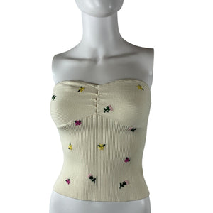 Favorite Daughter Embroidered Beige Athena Bustier Top Size XS