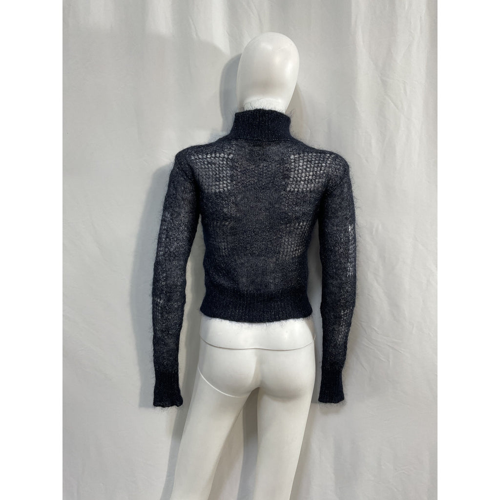 Woolrich See-Through Blue Cashmere  Mohair Wool Blend Knit Top Size XS