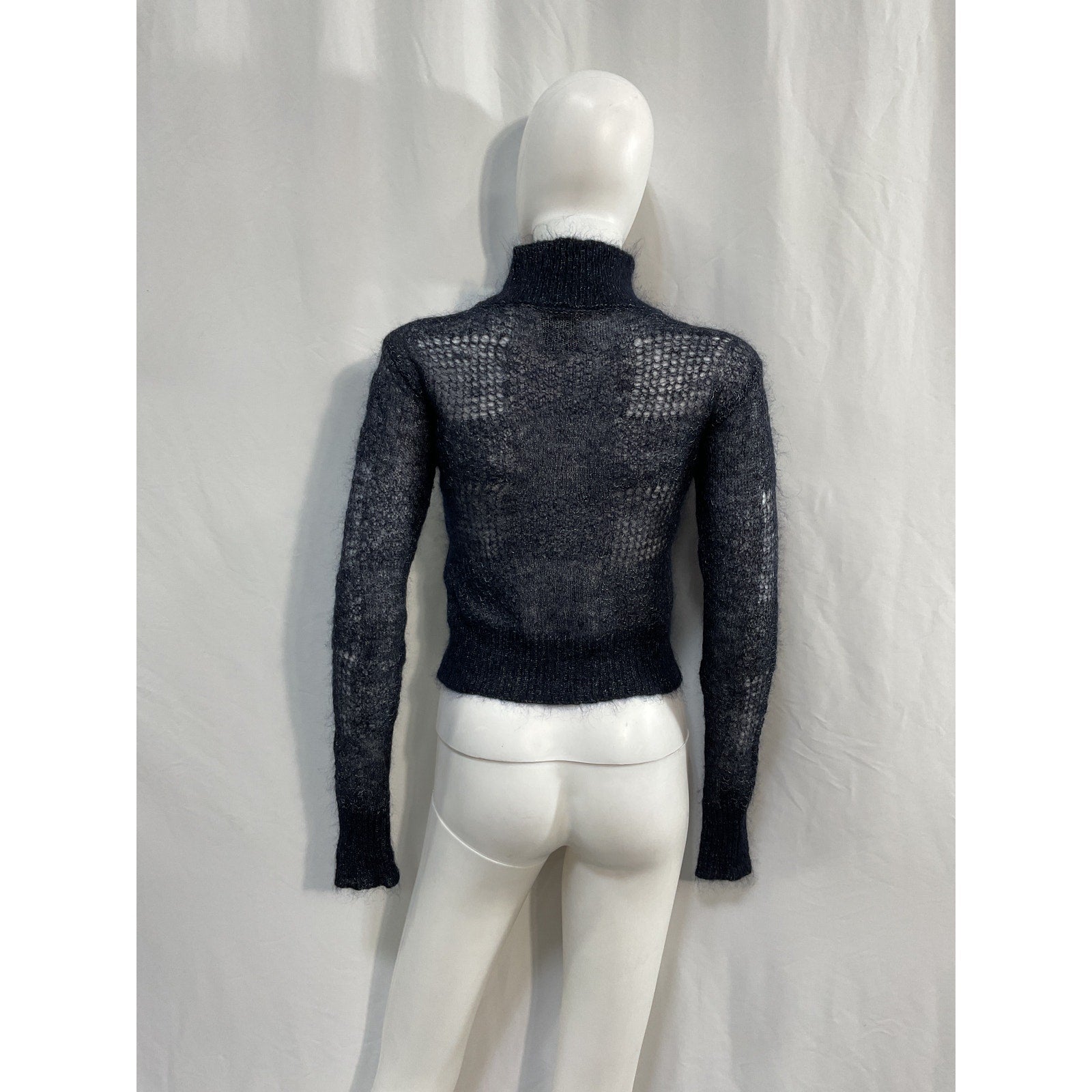 Woolrich See-Through Blue Cashmere  Mohair Wool Blend Knit Top Size XS