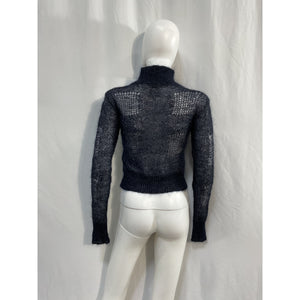 Woolrich See-Through Blue Cashmere  Mohair Wool Blend Knit Top Size XS