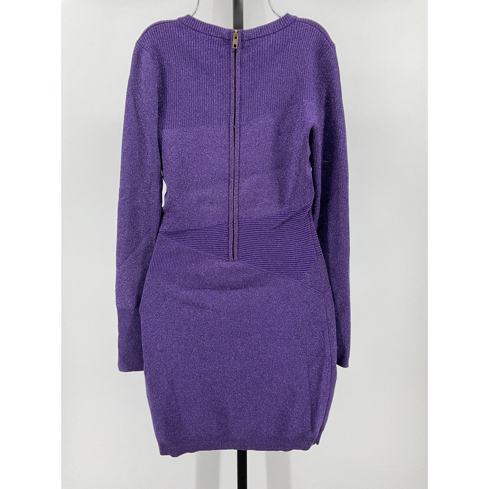 Retrofete 'Sonja' Purple Long Sleeve Body-Con Minidress Size S