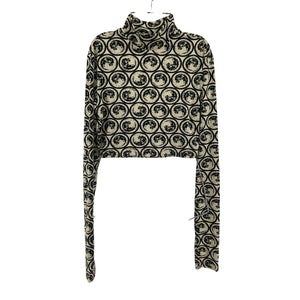 Off-White Cropped White Black Moon-Print Turtleneck Size 36 IT / 0 US