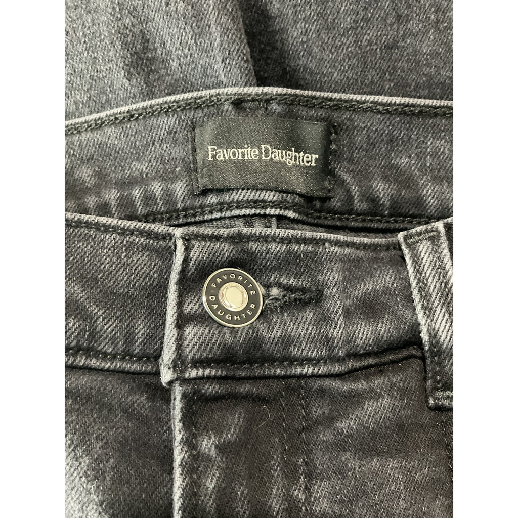 Favorite Daughter 'The Jordie' Black Cotton Super High Rise Wide Leg Denim Jean Size 25