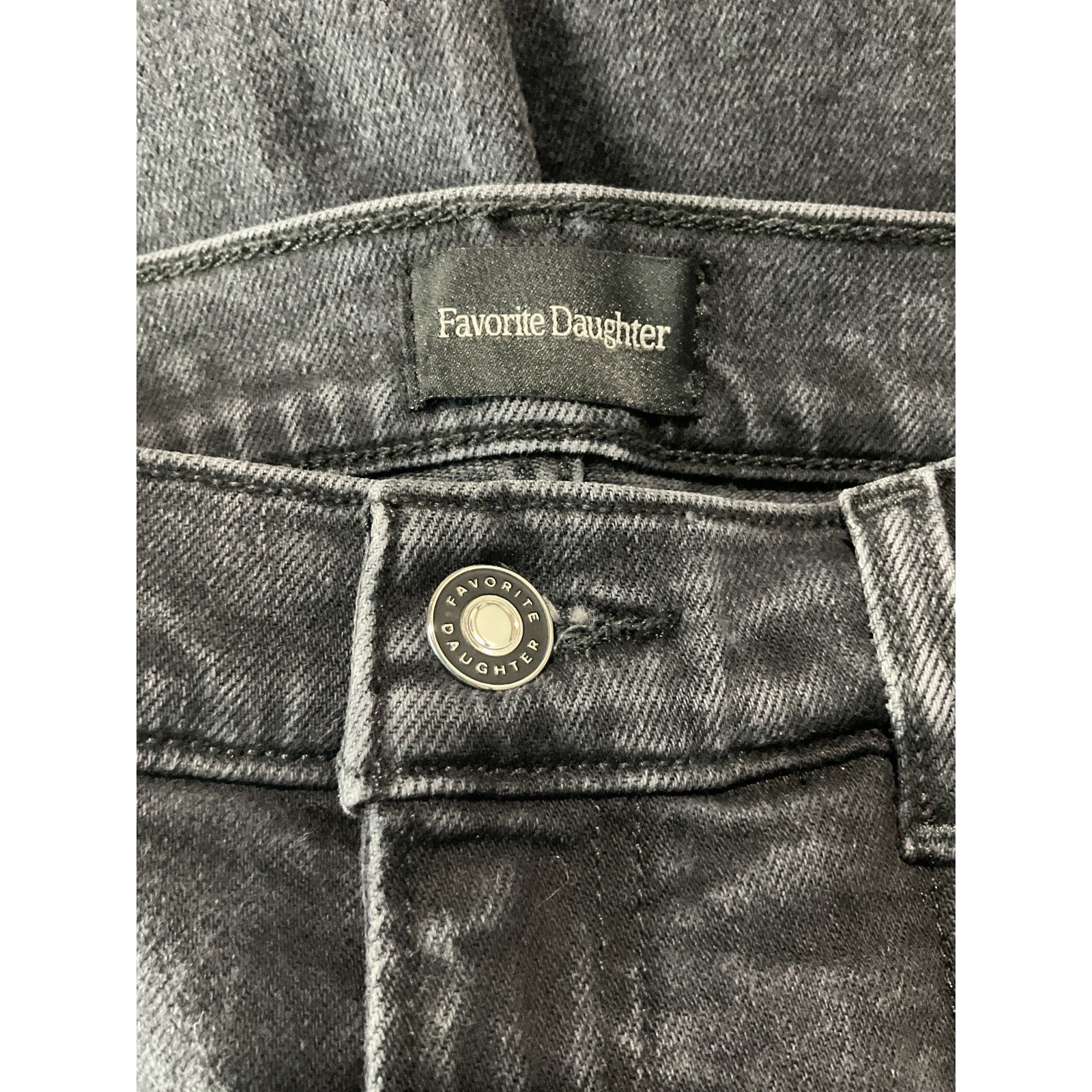 Favorite Daughter 'The Jordie' Black Cotton Super High Rise Wide Leg Denim Jean Size 25