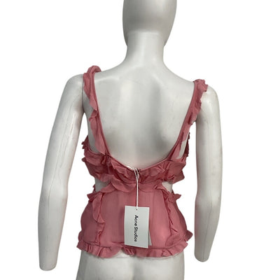 Acne Studios Ruffled Pink Strap Top Size 38 NWT