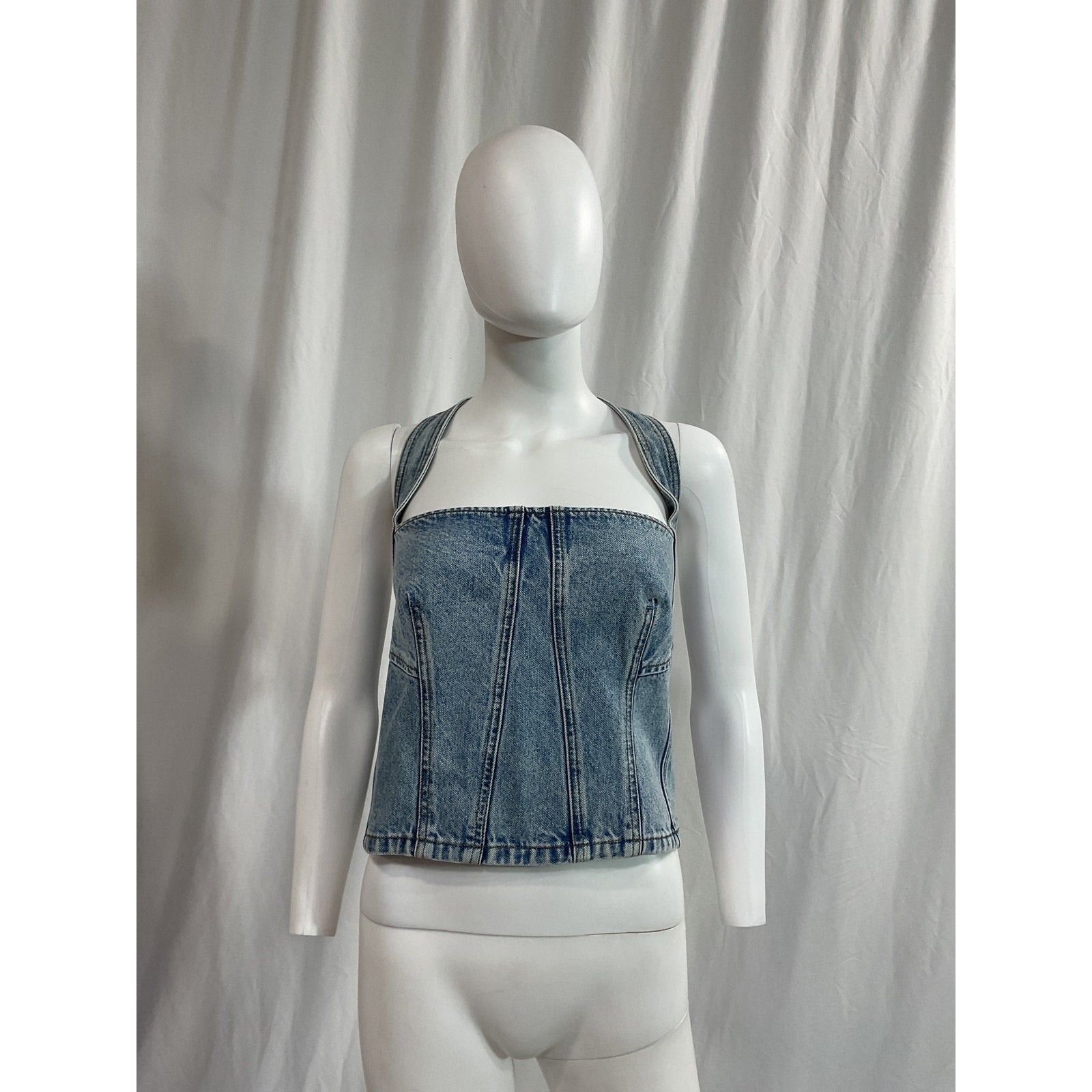 Grlfrnd 'Tianna Halter' Blue Bustier Size XL