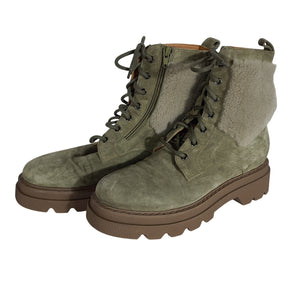 Voile Blanche Shearling Lined Olive Green Cleofe Boots Size 11 US / 41 EU
