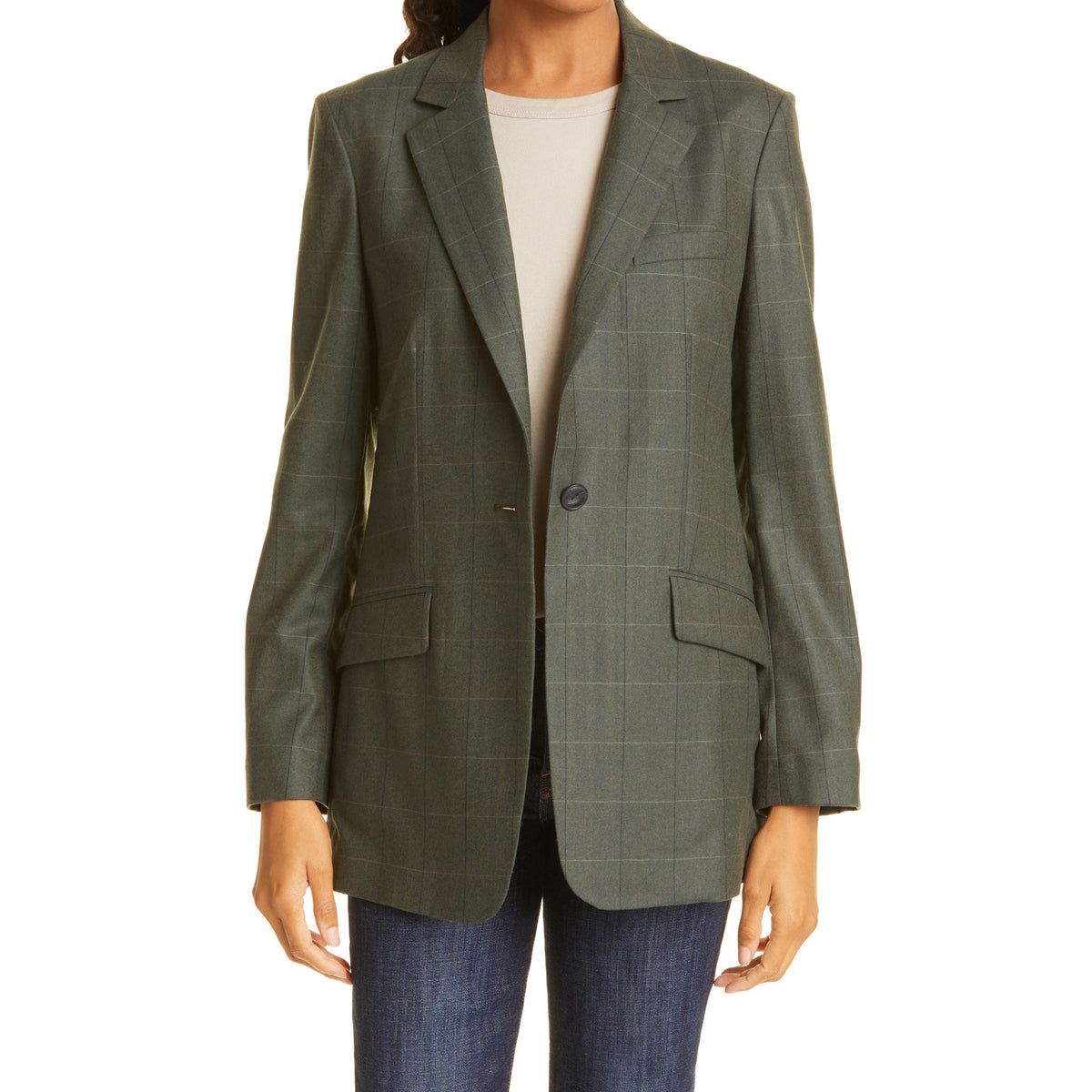 Rag & Bone Tailored Green Check Herringbone Blazer Size 6
