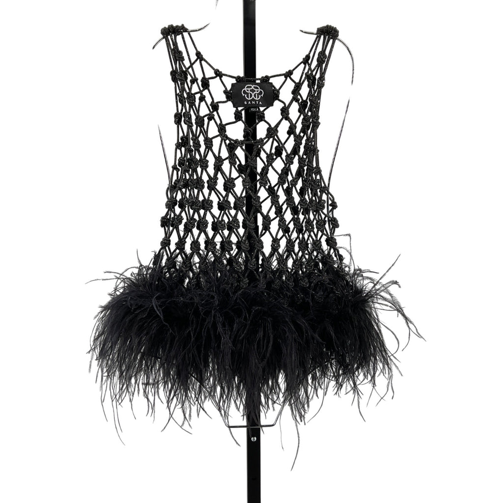 Santa Brands Black Polyester Tank Top With Feathers Size XS / S
