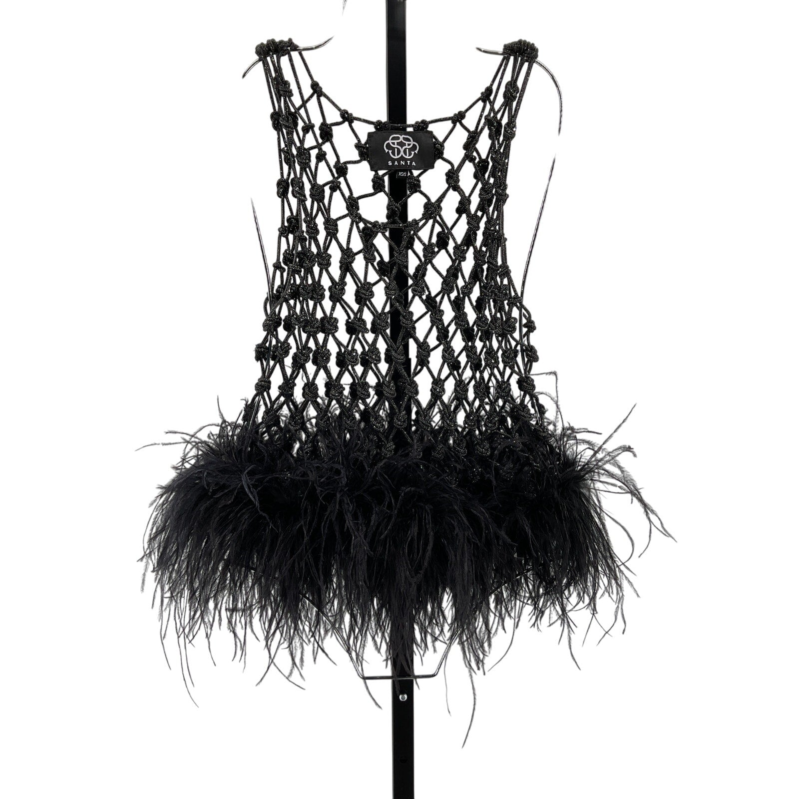 Santa Brands Black Polyester Tank Top With Feathers Size XS / S
