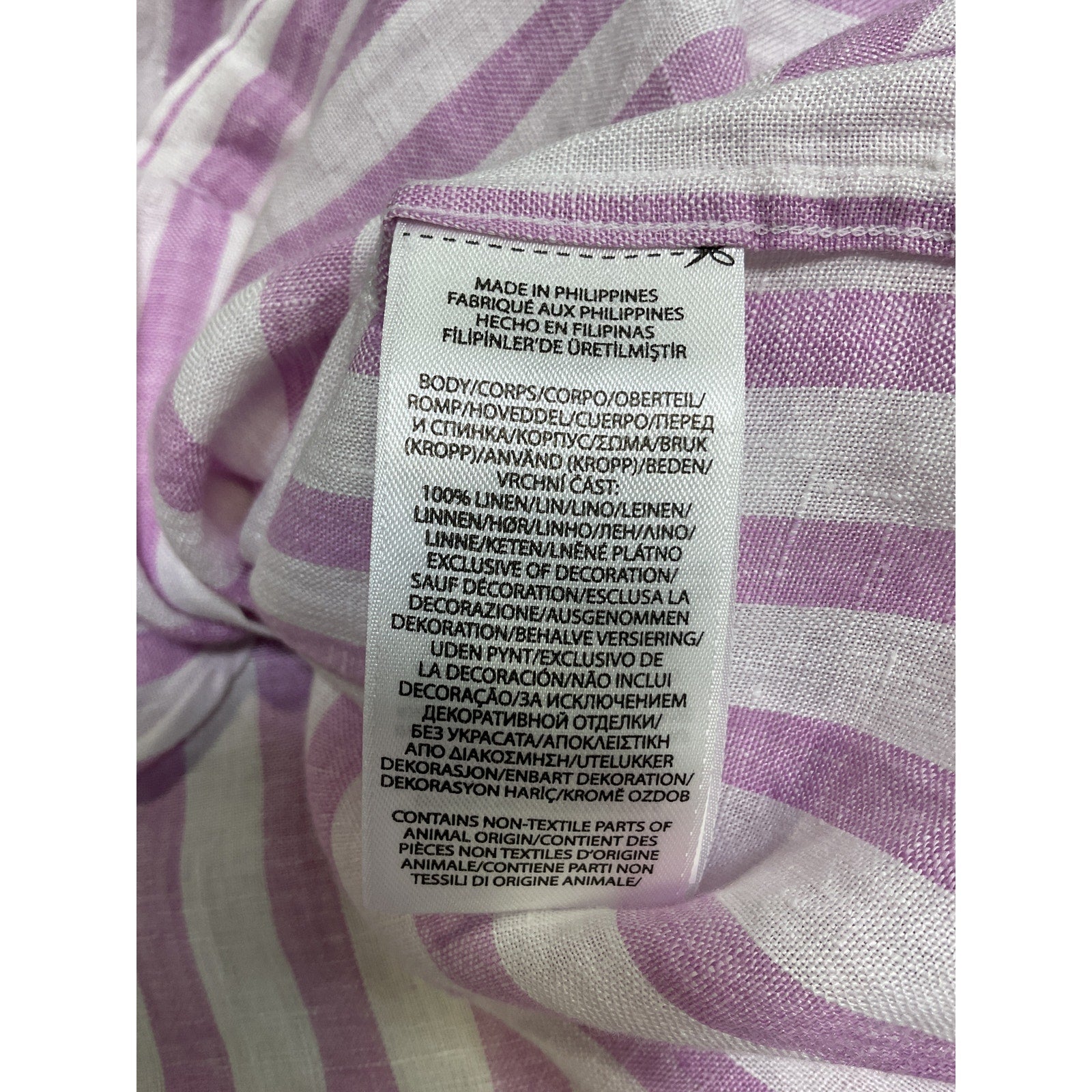 Ralph Lauren Oversize Pink Linen Fit Striped Shirt Size XS