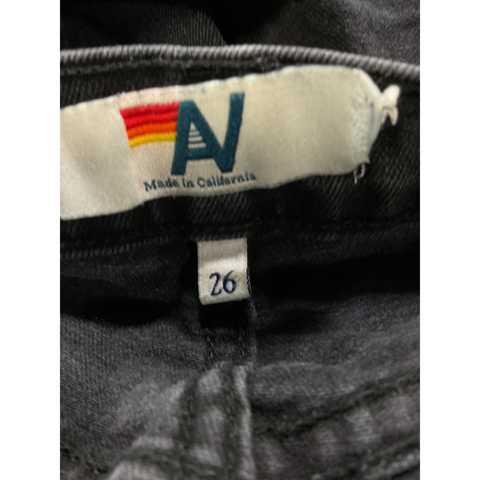 Aviator Nation Mid Rise Black Slim Surfer Denim Jean Size 26