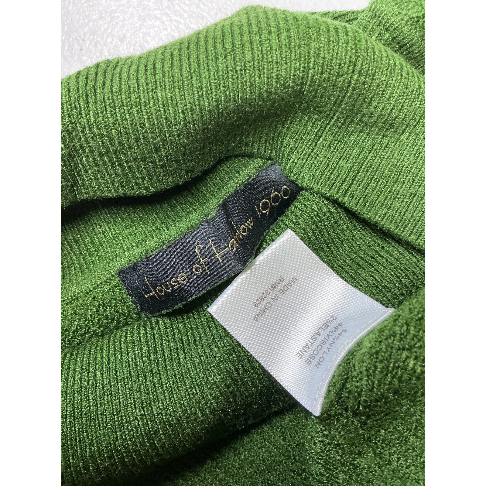 House Of Harlow 1960 'Peyton' Green Nylon Turtleneck Sweater Size S