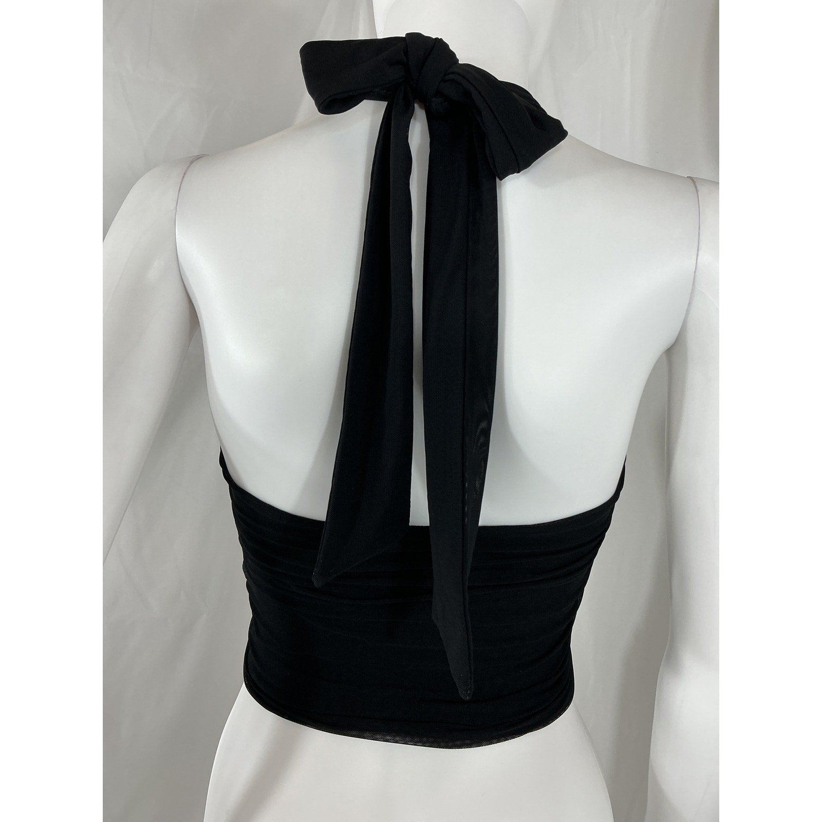 Majorelle 'Charlize' Black Nylon Halter Top Size S