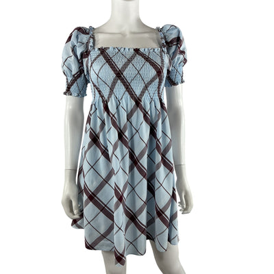 Hill House Home Smocked Light Blue Multi Athena Nap Dress Size XS