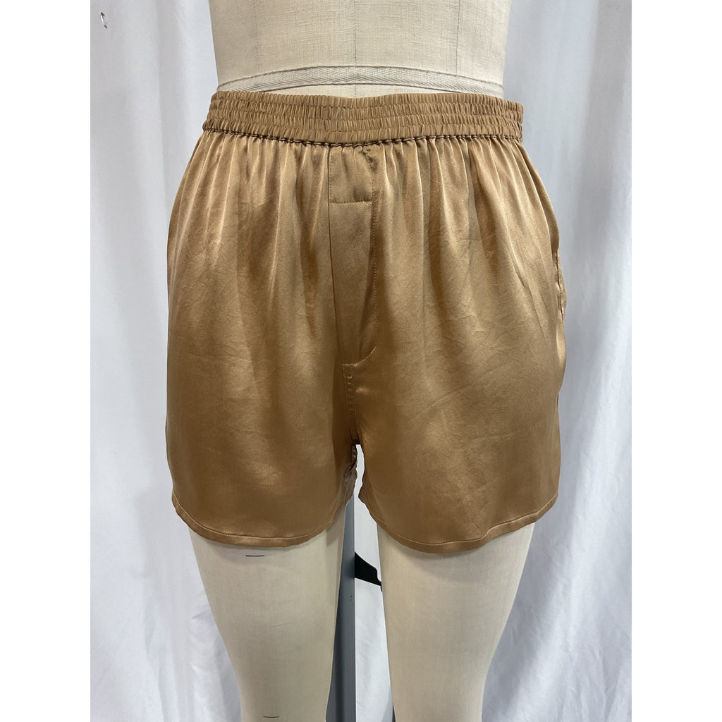 Frankies Bikinis 'Fifi' Beige Silk High-Rise Shorts Size S
