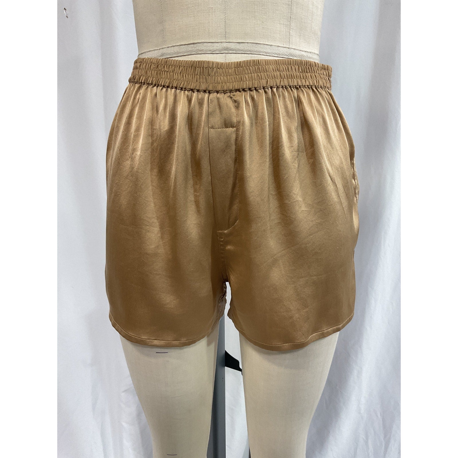 Frankies Bikinis 'Fifi' Beige Silk High-Rise Shorts Size S