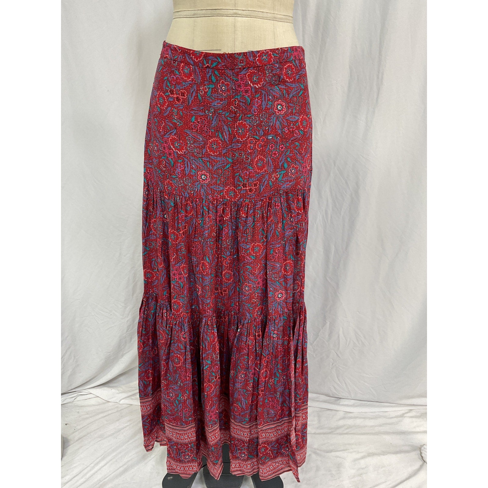 Veronica Beard 'Serence' Red Floral Skirt Size M