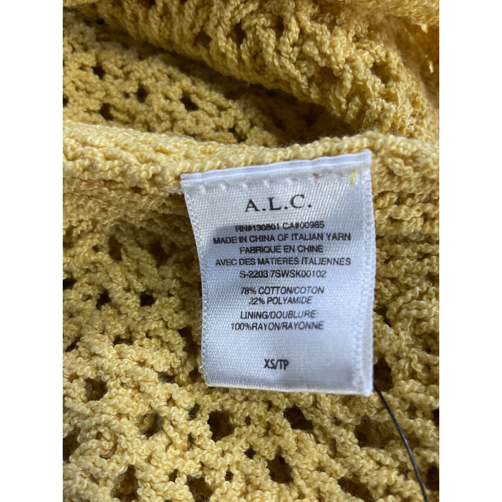 A.L.C. Midi Length Yellow Skirt Size XS