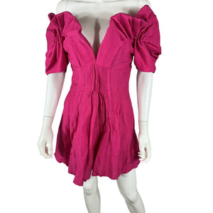 Cult Gaia Textured Hot Pink Asal Dress Size 0