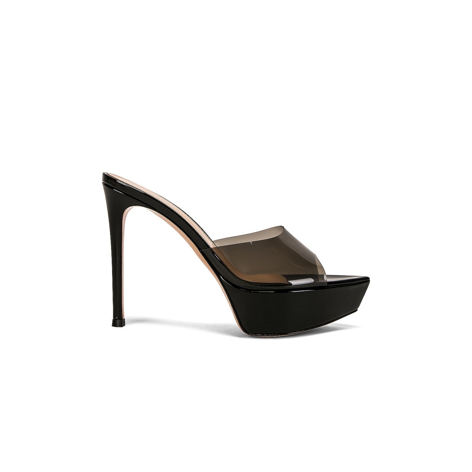 Gianvito Rossi 'Betty' Black Leather Platform Mules Size 7
