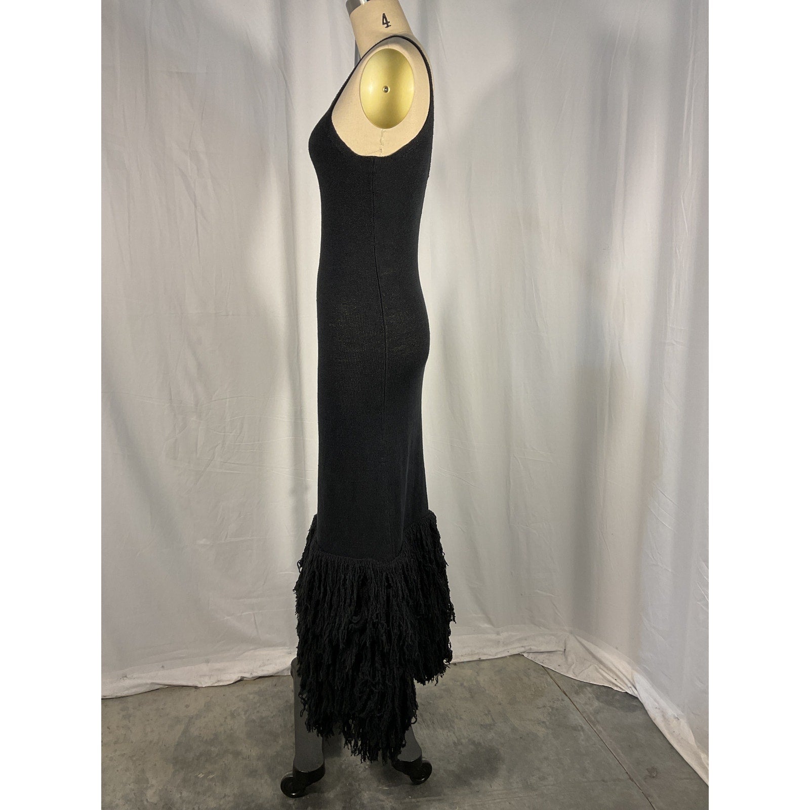 Joostricot 'Fringed' Black Jersey Midi Dress Size S