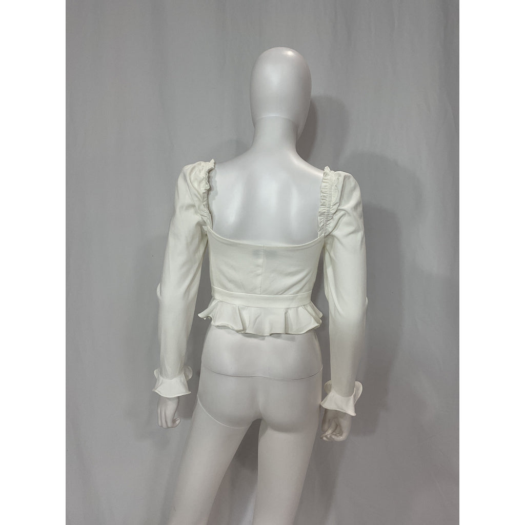 Majorelle 'Corie' White Ruffle Hem Top Size XS