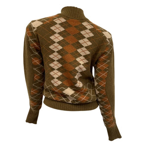 Chloé Argyle Cedar Green Turtleneck Sweater Size XS