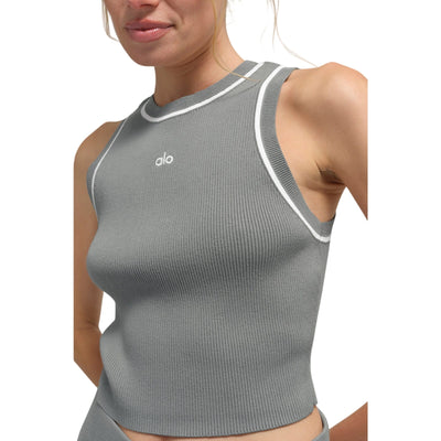 Alo Yoga Ribbed Gray Highline Cropped Tank Top Size S
