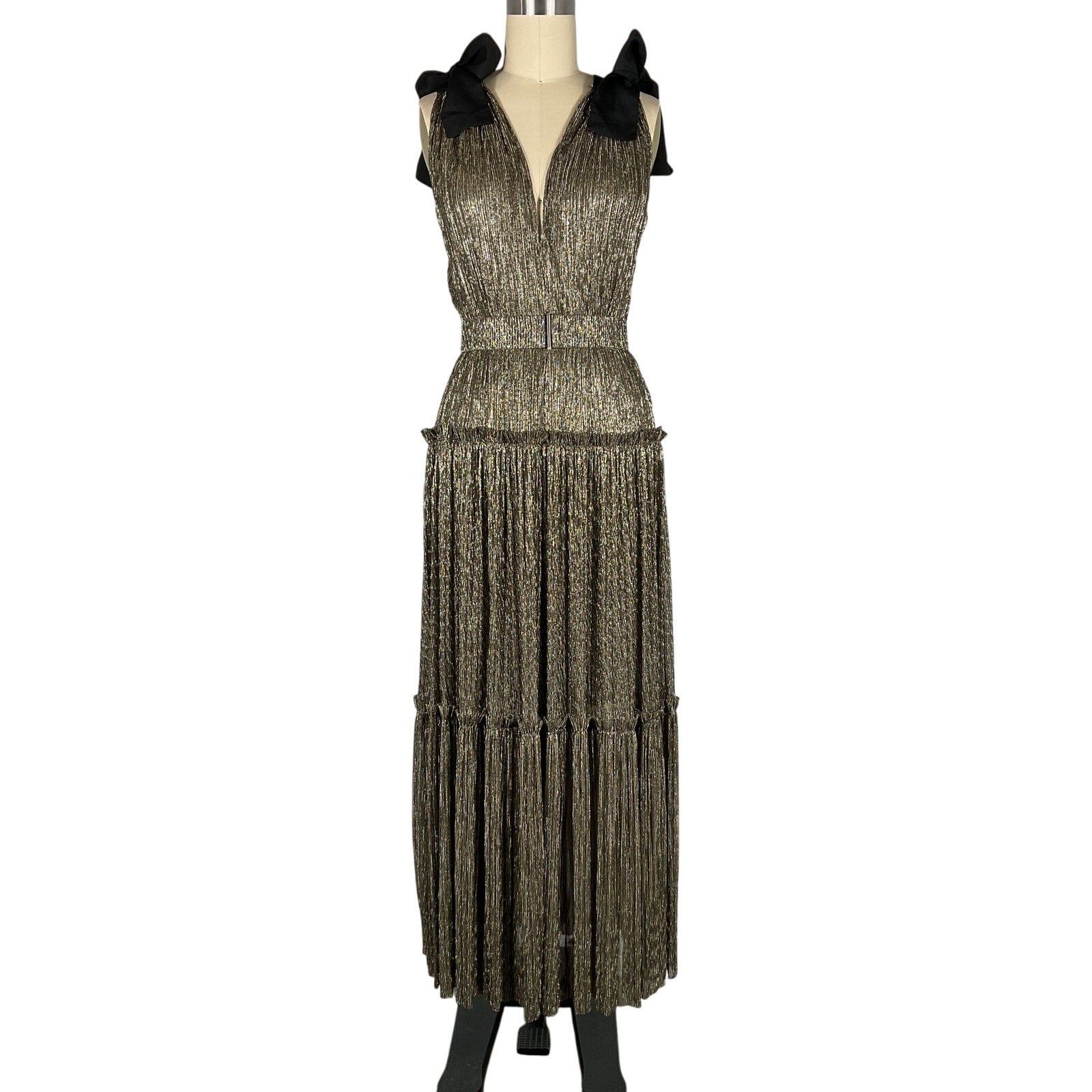 Sabina Musayev 'Ray' Gold Polyester Dress Size XS