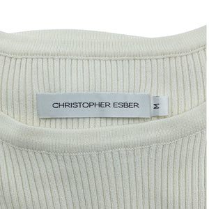 Christopher Esber Ribbed White Slashed Crop Tee Size M