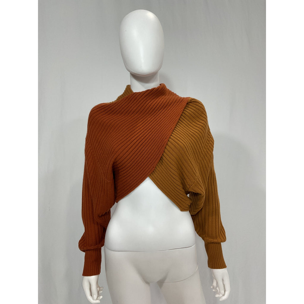 Amur Milena 'Cropped' Red Rib Knit Sweater Size P