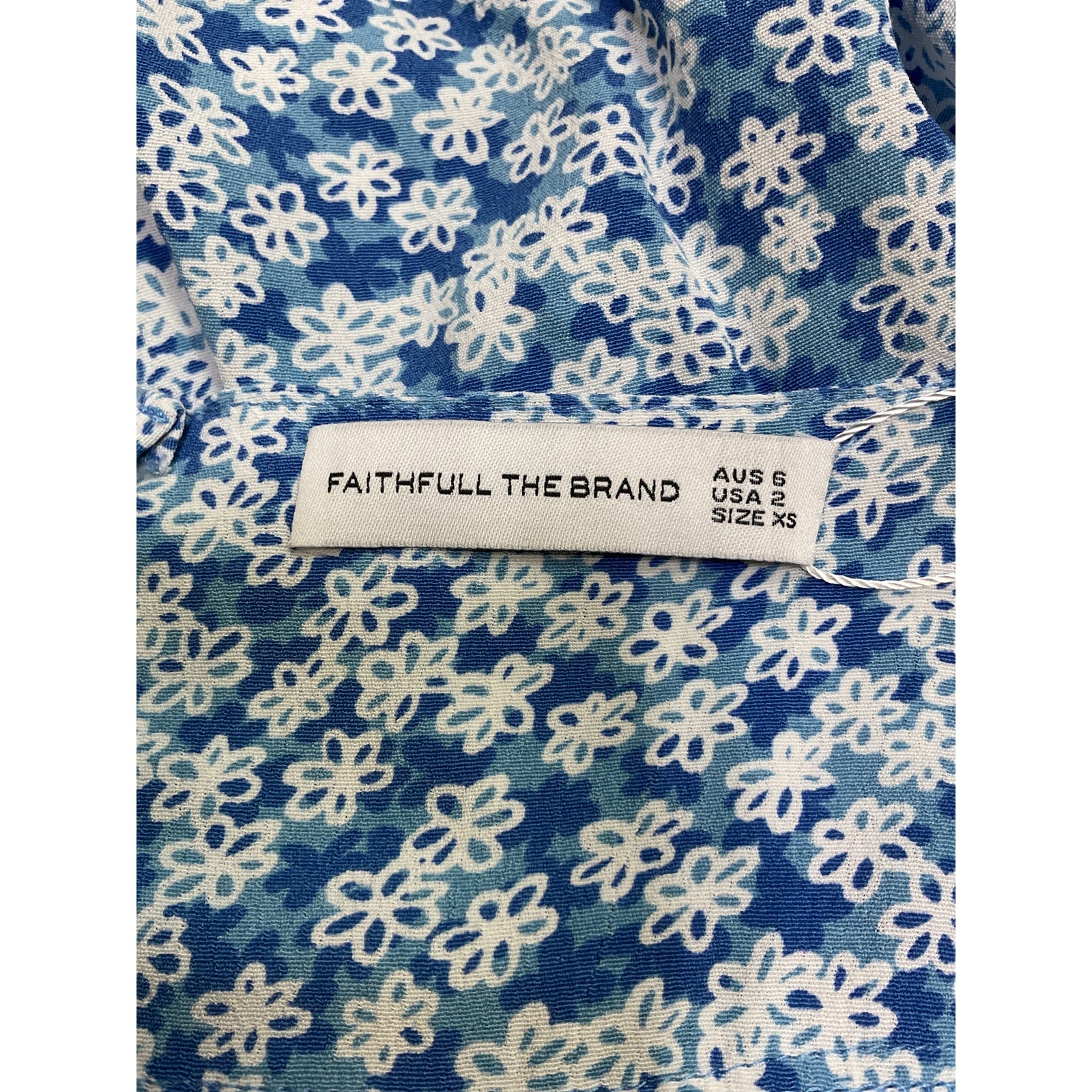 Faithfull The Brand 'Audrina' Blue Rayon Mini Dress Size XS