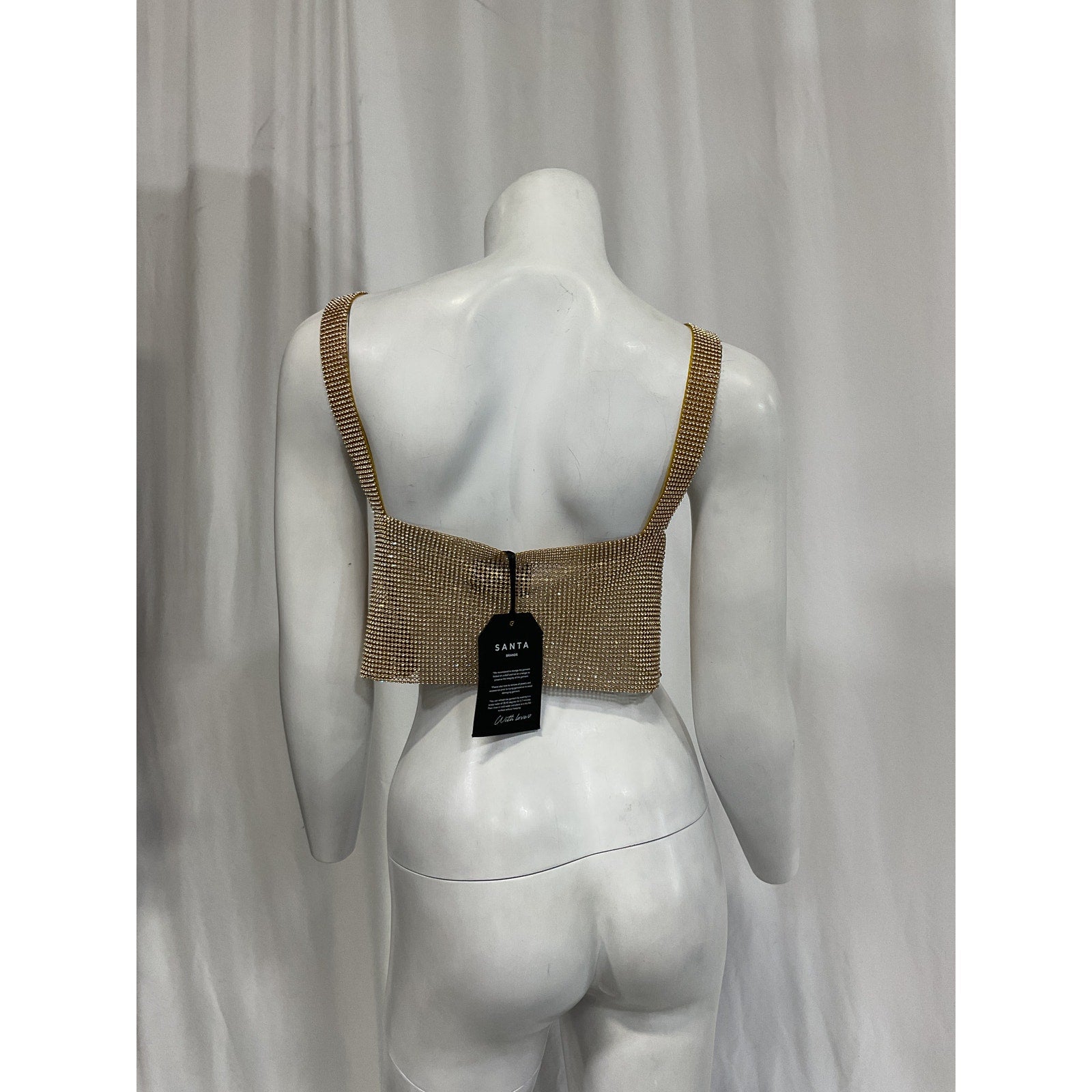 Santa Brands 'Cropped' Gold Rhinestone Embellished Top Size OS - NWT