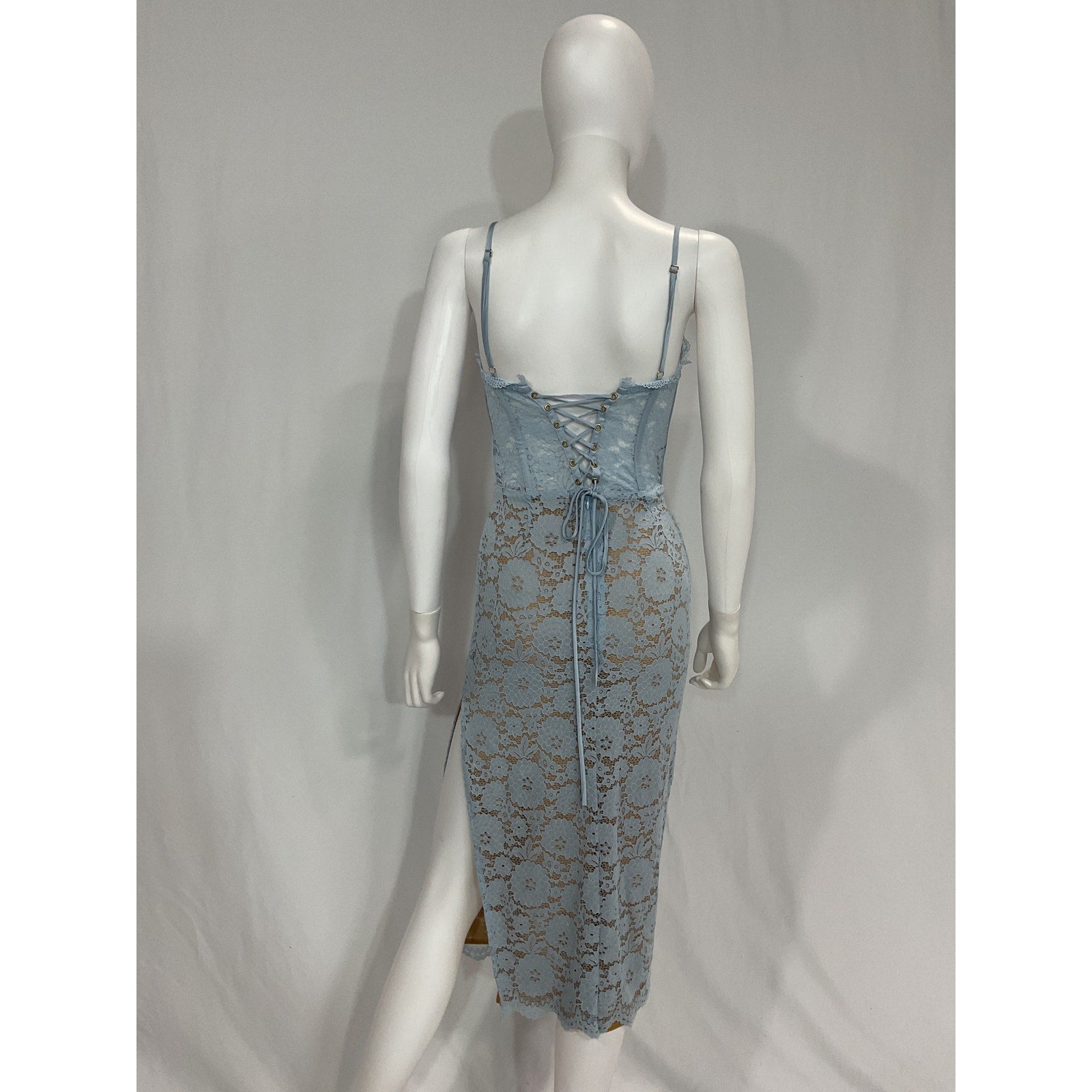 V. Chapman 'Lace' Blue Pattern Midi Length Dress Size 0